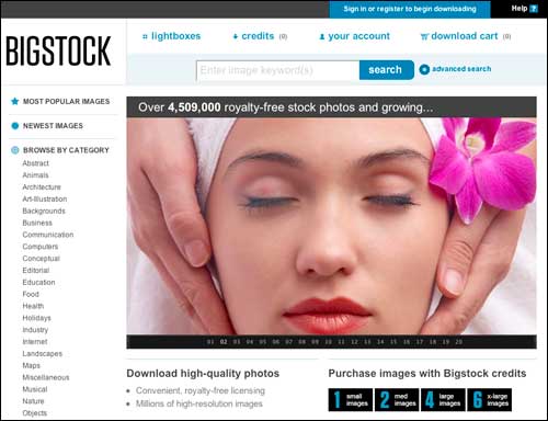 Restayling sito web microstock Big Stock Photo