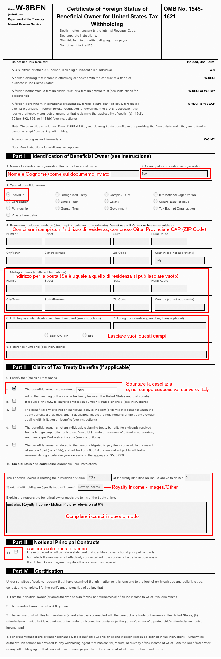 W 8ben stock options